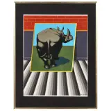 Alexis Keunen, Rhinoceros 1970, tempera on cardboard