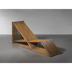 Augusto Romano, Wooden Chaise Longue, Brass Details, WOODEN CHAISE LONGUE