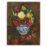 Charles Camoin, Roses au vase bleu et blanc 1958