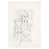Gio Ponti, Figures couples, pencil on tissue paper