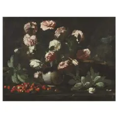 Simone del Tintore, Untitled, ROSES IN A VASE WITH STRAWBERRIES