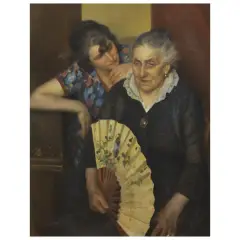 Alfredo Protti, Intimate Conversations, oil on canvas