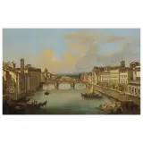 Giovanni Signorini, View Of Arno From Ponte Vecchio, Florence