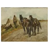 Artillery Horses by Giovanni Fattori, oil on canvas, offered Nov 2023