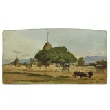 Buffalo by Giovanni Fattori, oil on cardboard, offered Nov 2023