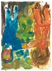 Paar by Georg Baselitz, 1984, Aquarell über Bleistift auf Papier, sold Dec 2017