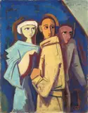 Paar mit Drittem (2) by Karl Hofer, 1954, Öl auf Leinwand, sold Jun 2009