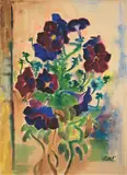 Blühende Petunien. (Nach) 1925 by Karl Schmidt-Rottluff, Aquarell über Bleistift auf Papier, sold Nov 2008