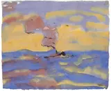 Qualmender Schlepper auf blauem Meer by Emil Nolde, 1910, Aquarell und Tuschpinsel auf Japanbütten, sold Nov 2007