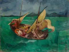 August Macke, Jesus im Nachen (nach Delacroix), 1911, Öl auf Holz