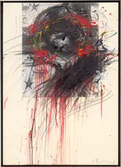 Arnulf Rainer, Christus-Übermalung, 1983, Öl über Fotografie auf Karton auf Holzplatte
