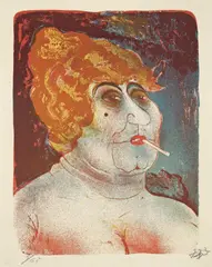 Otto Dix, Kupplerin, 1923, Farblithographie auf Bütten