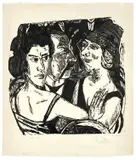 Max Beckmann, Gruppenbildnis Edenbar“ („Kafé couvert“), 1923, Holzschnitt auf Velin