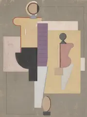 Zwei Figuren by Willi Baumeister, 1923, Deckfarbe und Bleistift auf Papier, sold Jun 2025