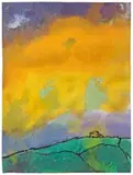 Südliche Landschaft. (Vor) 1934 by Emil Nolde, Aquarell und Tuschfeder auf Bütten, montiert in die Vorzugsausgabe des Buches: Emil Nolde: Jahre der Kämpfe. Berlin, Rem, sold Nov 2007