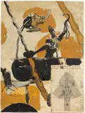 Neo Rauch, Ernte, 1993, Gouache und Öl auf collagiertem Papier