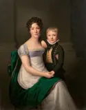 Friedrich Carl Gröger, Therese Alexandra von Tettenborn und ihr Sohn Franz Bernus, 1817, Öl auf Leinwand