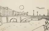 Karel Černý, Paris, 1947, pencil, cardboard
