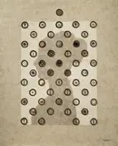 Jiří Kolář a Běla Kolářová, One Ring More, One Ring Less..., 1979 - 1980, collage, assemblage, wooden board