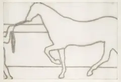 Alena Kučerová, Horse by the Wall, 1970, print from a perforated plate, paper