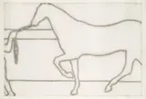 Alena Kučerová, Horse by the Wall, 1970, print from a perforated plate, paper