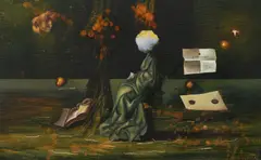 Josef Vyleťal, Breakfast in the Grass, 1987, oil on plywood