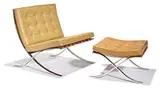 Barcelona chair and stool (2) by Ludwig Mies van der Rohe, 1929, Knoll Associates, sold Oct 2015