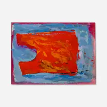 Orange on Blue by Rex Ashlock, acrylic on paper, sold Mar 2023