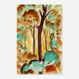 Gershon Benjamin, Forest at Sunset, watercolor on paper