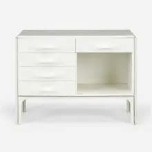 Raymond Loewy, DF 2000 vanity, c. 1967, lacquered wood and molded acrylic, enameled aluminum