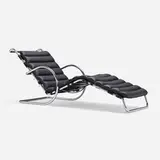 Adjustable chaise longue, model 259 by Ludwig Mies van der Rohe, chrome-plated steel, leather, sold Mar 2023