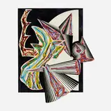 Then Came Death and Took the Butcher (from the Illustrations After El Lissitzsky's Had Gadya series) by Frank Stella, 1985, lithograph, linocut and screenprint in colors with hand-coloring and collage, sold Feb 2023