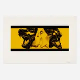 Robert Longo, Strong in Love (Yellow), 1991, black and white photo-etching with aquatint and yellow roll