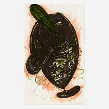 Elizabeth Murray, Untitled (Black Cup), 1984, lithograph with hand-coloring on Arches