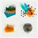 Richard Tuttle, Label (13-16), 2003, etching with aquatint, spit bite, sugar-lift, drypoint and fabric collé in colors