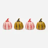 Pumpkins, set of four by Yayoi Kusama, 2013, lacquered resin, sold Feb 2023