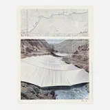 Christo, Over the River, Project for the Arkansas River, 1993, offset lithograph in colors