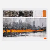 Christo, The Gates XXVII, Project for Central Park, New York, 2004, offset lithograph in colors, fabric sample