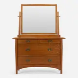 Dresser with mirror, model 911 by Gustav Stickley, sold Dec 2023