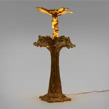 Raoul François Larche, Femme-libellule table lamp, c. 1900, gilt bronze