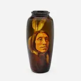 Lone Elk Sioux (Standard Glaze Native American portrait vase) by Adeliza Sehon for Rookwood Pottery, sold Dec 2023
