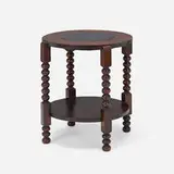 Early Cottage tile-top plant stand, model 20 by Gustav Stickley and Grueby Faience Company, c. 1900, oak, glazed ceramic, sold Dec 2023
