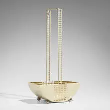Flower basket, model M 0564 by Josef Hoffmann, c. 1906, painted steel, glass, sold Dec 2023