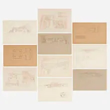 Frank Lloyd Wright, Ausgeführte Bauten und Entwürfe von Frank Lloyd Wright (Wasmuth Portfolio, Volume 1 and 2), 1910-11, lithograph