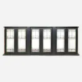 Frank Lloyd Wright, Windows from Northome, the second Francis W. Little House, Wayzata, Minnesota, set of six, c. 1912, leaded glass, oak, pine, painted wood, copper-plated zinc came, zinc-plated steel