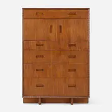 High chest, model 2000 by Frank Lloyd Wright, sold Dec 2023