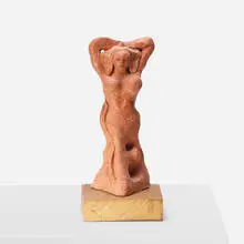 Untitled by Abbot Lawrence Pattison, c. 1970, glazed earthenware, maple, sold Feb 2017