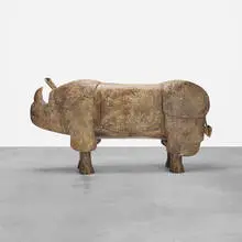 1970s, Rhinoceros bar cabinet, enameled and patinated steel