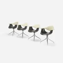 George Nelson & Associates, DAF chairs, set of four, 1958, fiberglass, chrome-plated steel, rubber