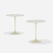 occasional tables model 163M, pair by Eero Saarinen, 1957, marble, enameled metal, sold Feb 2017